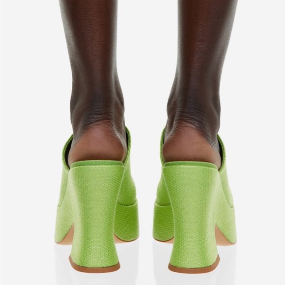 H&M Straw Platform Mules in Bright Green - Picture 3 of 6